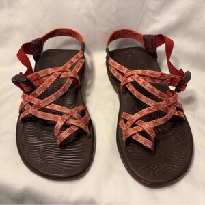 Chaco Women's Coral and Brown Strappy Sandals